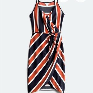 Market & Spruce Knit Faux Wrap Striped Dress in Navy and Orange